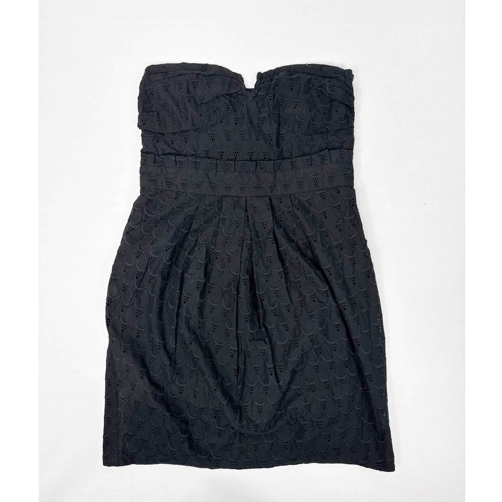 Vintage Y2K Sweetface Designer Strapless Eyelet Dress Women's 8 Black Cotton